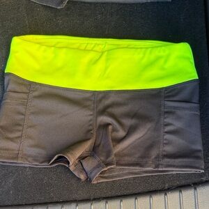 Neon Yellow and Black Women's Shorts